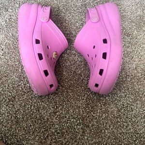 CROCS Pink Perforated Mules Vibrant Clogs